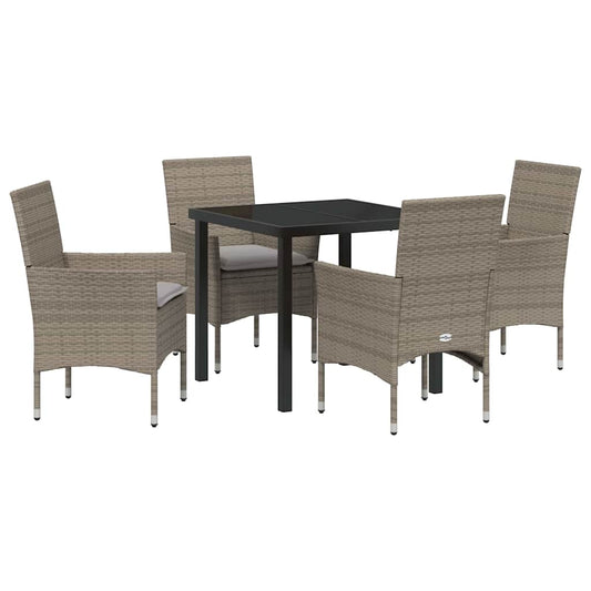 Garten Essgruppe mit Kissen 5 pcs Grau Poly Rattan