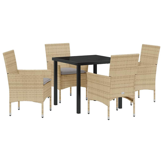 Garten Essgruppe mit Kissen 5 pcs Beige Poly Rattan