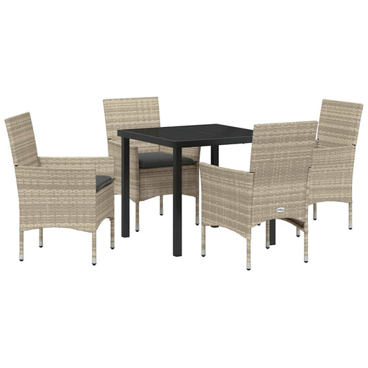 Garten Essgruppe mit Kissen 5 pcs Hellgrau Poly Rattan