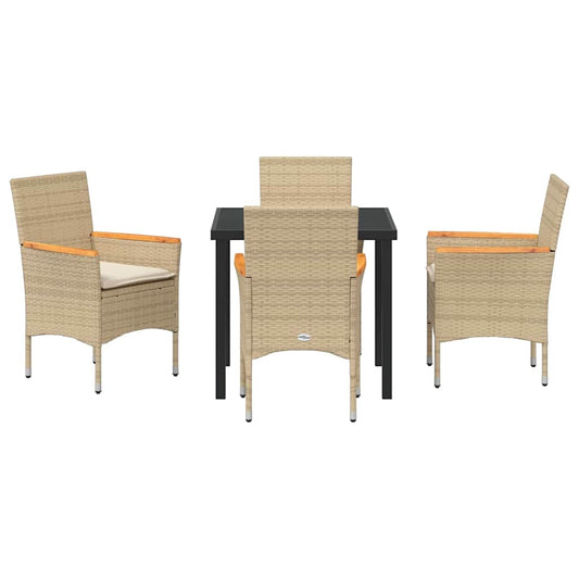 Garten Essgruppe mit Kissen 5 pcs Beige Poly Rattan