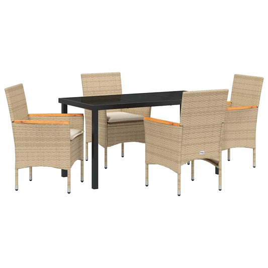 Garten Essgruppe mit Kissen 5 pcs Beige Poly Rattan