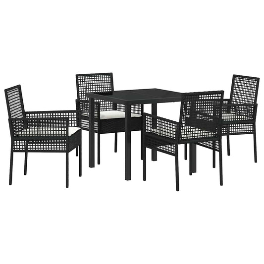 Garten Essgruppe mit Kissen 5 pcs Schwarz Poly Rattan