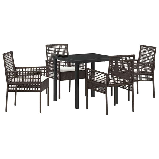 Garten Essgruppe mit Kissen 5 pcs Braun Poly Rattan