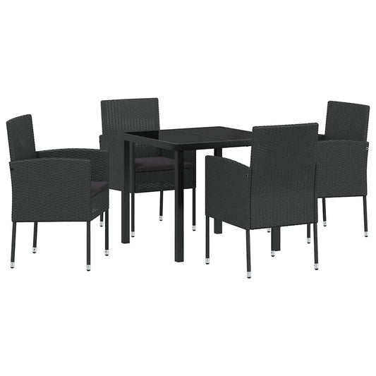 Garten Essgruppe mit Kissen 5 pcs Schwarz Poly Rattan