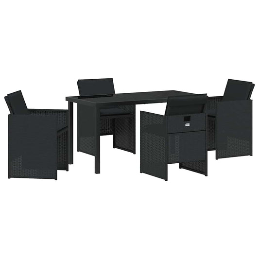 Garten Essgruppe mit Kissen 5 pcs Schwarz Poly Rattan