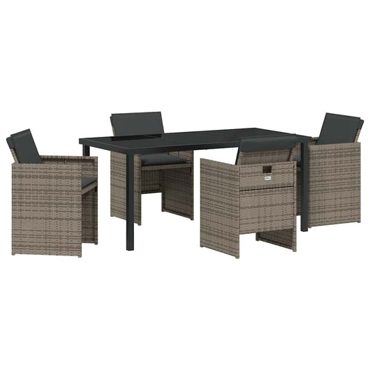 Garten Essgruppe mit Kissen 5 pcs Grau Poly Rattan