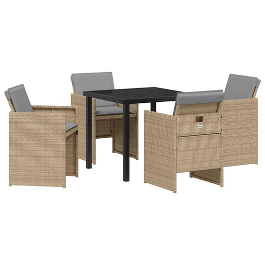 Garten Essgruppe mit Kissen 5 pcs Beige Poly Rattan