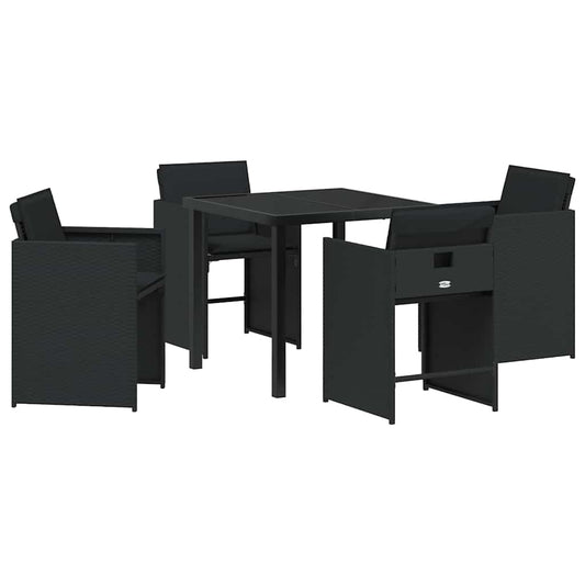 Garten Essgruppe mit Kissen 5 pcs Schwarz Poly Rattan