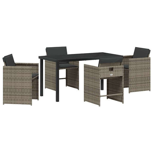 Garten Essgruppe mit Kissen 5 pcs Grau Poly Rattan