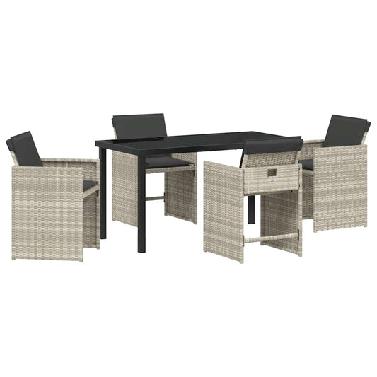 Garten Essgruppe mit Kissen 5 pcs Hellgrau Poly Rattan