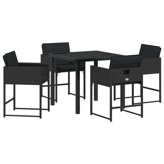 Garten Essgruppe mit Kissen 5 pcs Schwarz Poly Rattan