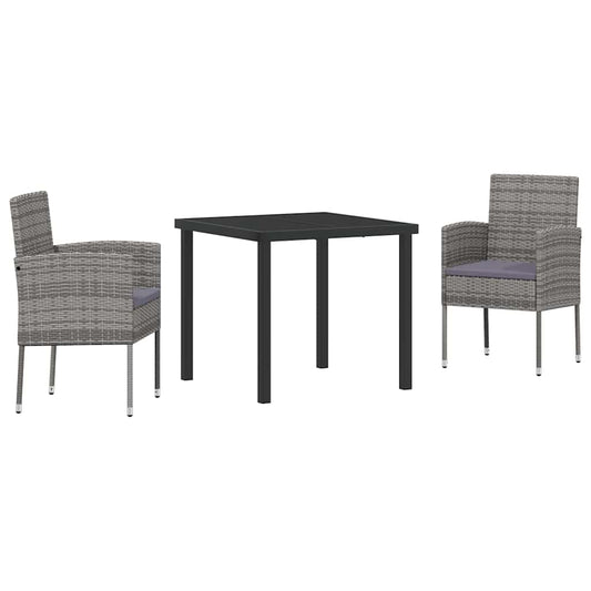 Garten Essgruppe mit Kissen 3 pcs Grau Poly Rattan