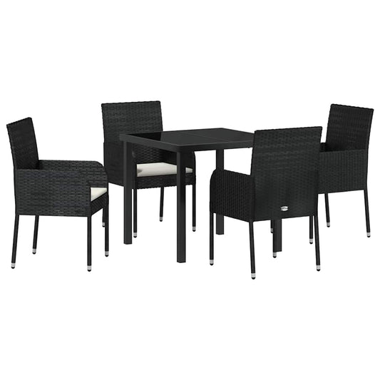 Garten Essgruppe mit Kissen 5 pcs Schwarz Poly Rattan