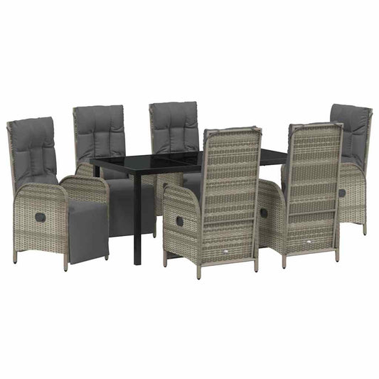 Garten Essgruppe mit Kissen 7 pcs Grau Poly Rattan