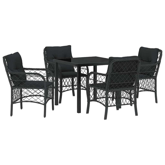 Garten Essgruppe mit Kissen 5 pcs Schwarz Poly Rattan