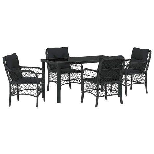 Garten Essgruppe mit Kissen 5 pcs Schwarz Poly Rattan