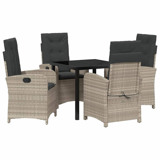 Garten Essgruppe 5 pcs Hellgrau Poly-Rattan