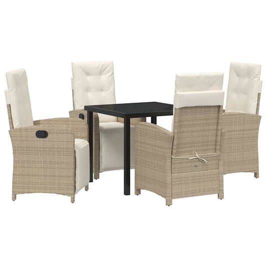 Garten Essgruppe 5 pcs Beige Poly-Rattan