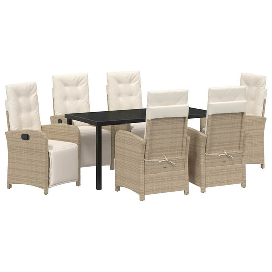 Garten Essgruppe 7 pcs Beige Poly-Rattan