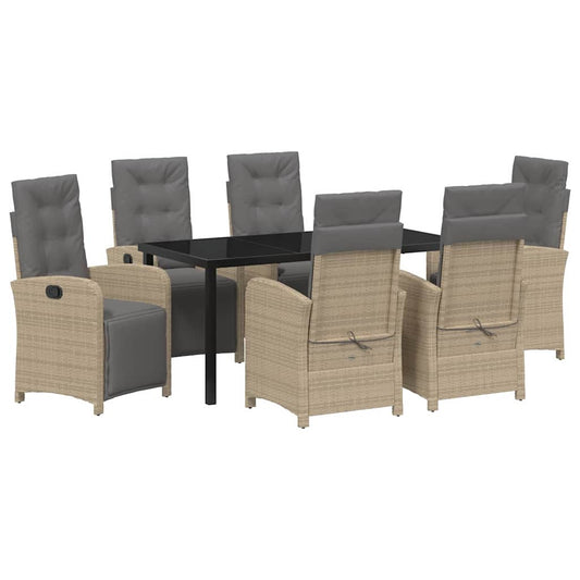 Garten Essgruppe 7 pcs Beige Poly-Rattan
