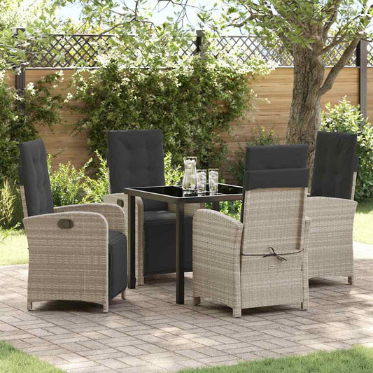 Garten Essgruppe 5 pcs Hellgrau Poly-Rattan