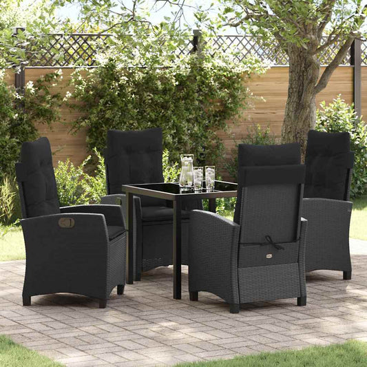 Garten Essgruppe 5 pcs Schwarz Poly-Rattan