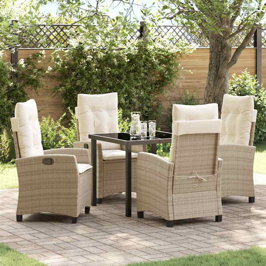 Garten Essgruppe 5 pcs Beige Poly-Rattan