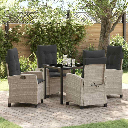 Garten Essgruppe 5 pcs Hellgrau Poly-Rattan