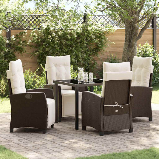 Garten Essgruppe 5 pcs Braun Poly-Rattan