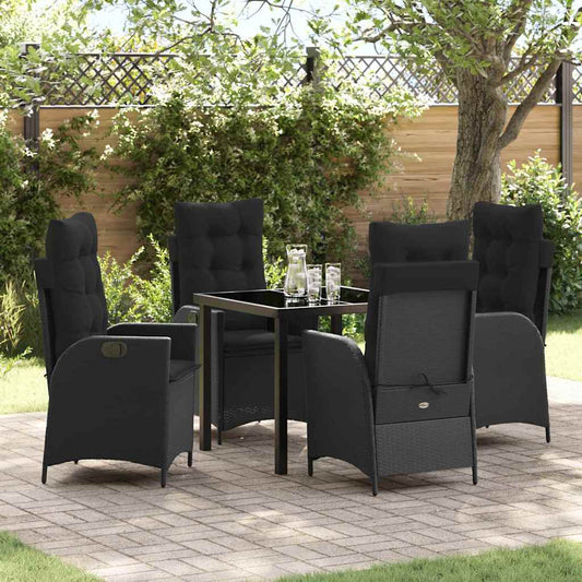 Garten Essgruppe 5 pcs Schwarz Poly-Rattan