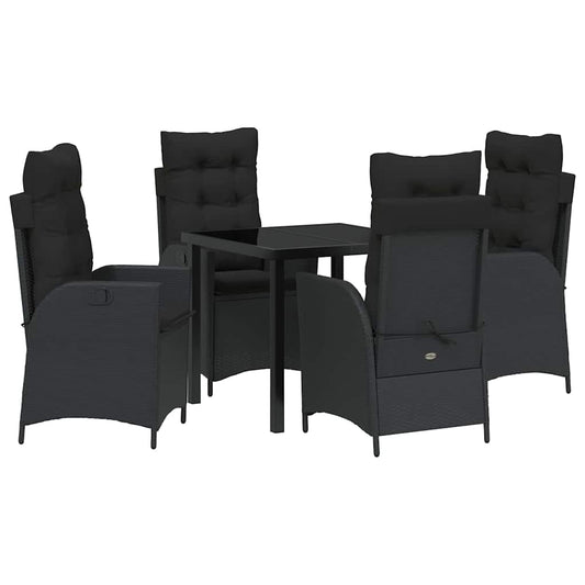 Garten Essgruppe 5 pcs Schwarz Poly-Rattan