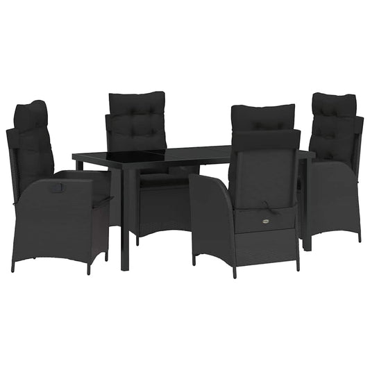 Garten Essgruppe 5 pcs Schwarz Poly-Rattan