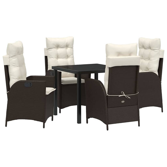 Garten Essgruppe 5 pcs Braun Poly-Rattan