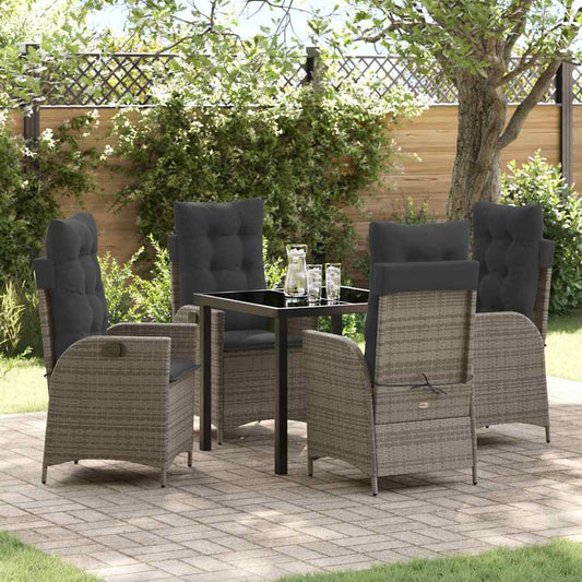 Garten Essgruppe 5 pcs Grau Poly-Rattan