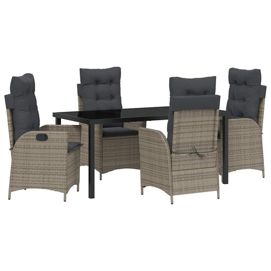 Garten Essgruppe 5 pcs Grau Poly-Rattan