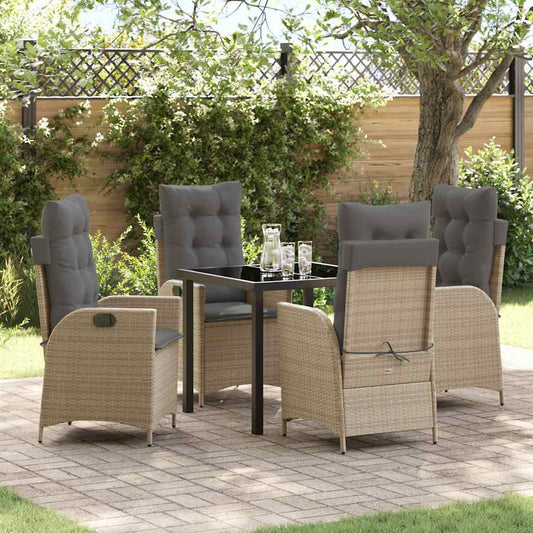 Garten Essgruppe 5 pcs Beige Poly-Rattan