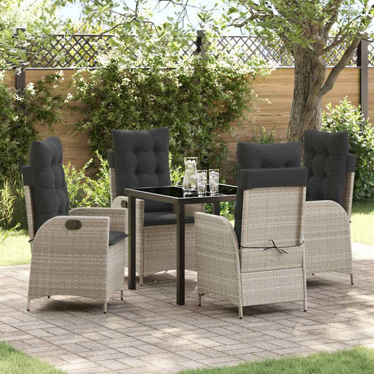 Garten Essgruppe 5 pcs Hellgrau Poly-Rattan