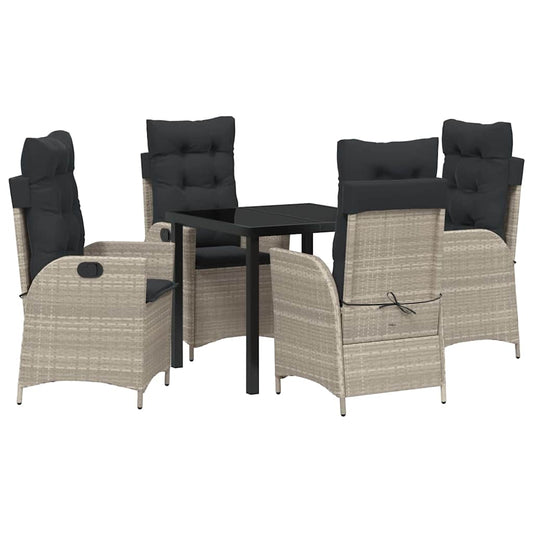 Garten Essgruppe 5 pcs Hellgrau Poly-Rattan