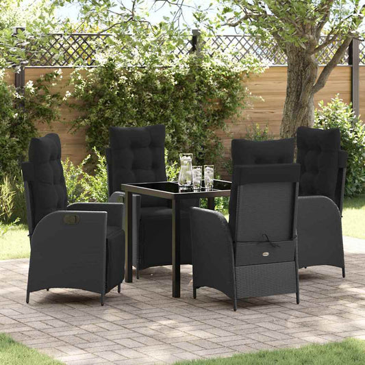 Garten Essgruppe 5 pcs Schwarz Poly Rattan