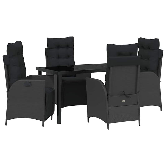 Garten Essgruppe 5 pcs Schwarz Poly Rattan