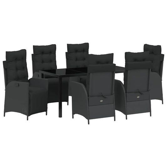 Garten Essgruppe 7 pcs Schwarz Poly Rattan