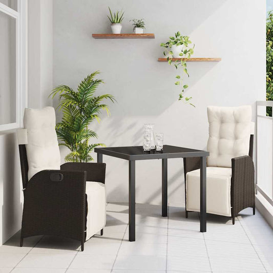 Garten Essgruppe 3 pcs Braun Poly Rattan