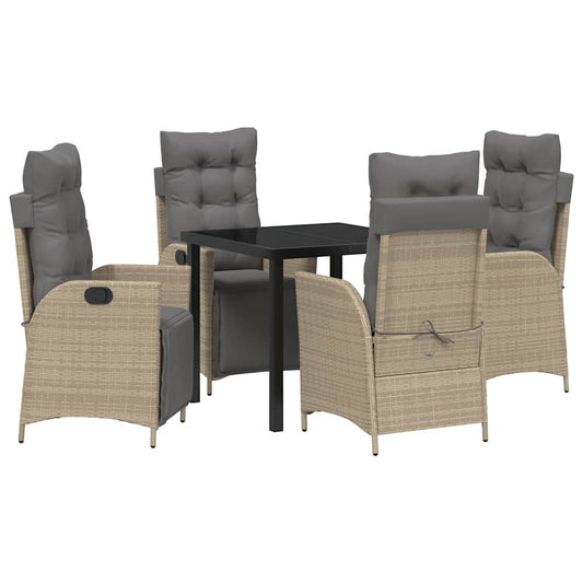Garten Essgruppe 5 pcs Beige Poly Rattan
