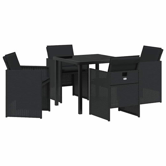 Garten Essgruppe 5 pcs Schwarz Poly-Rattan