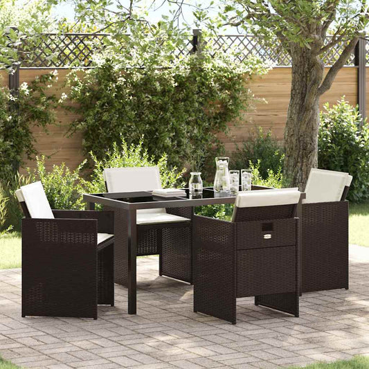Garten Essgruppe 5 pcs Braun Poly-Rattan