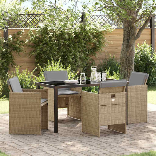 Garten Essgruppe 5 pcs Beige Poly-Rattan