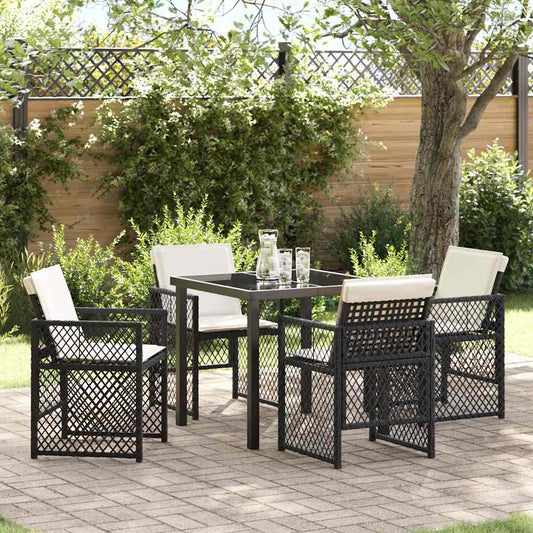 Garten Essgruppe 5 pcs Schwarz Poly-Rattan