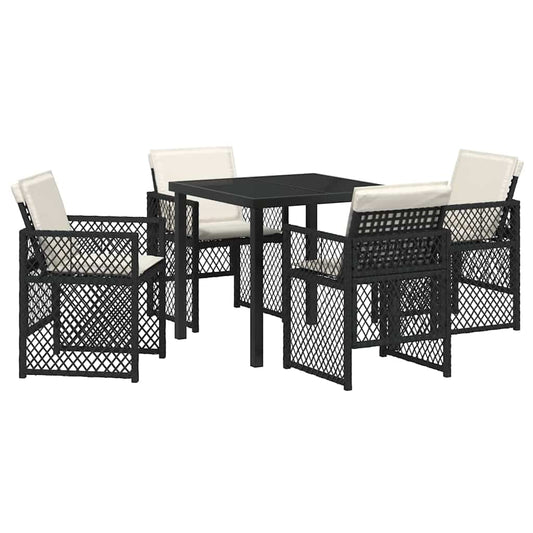 Garten Essgruppe 5 pcs Schwarz Poly-Rattan