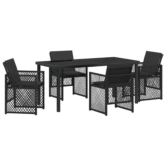 Garten Essgruppe 5 pcs Schwarz Poly-Rattan