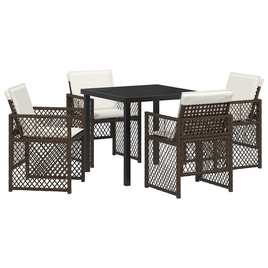 Garten Essgruppe 5 pcs Braun Poly-Rattan